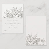 ブラウンフローラスケッチおむつラッフルベビーシャワー エンクロージャーカード (正面/裏面)