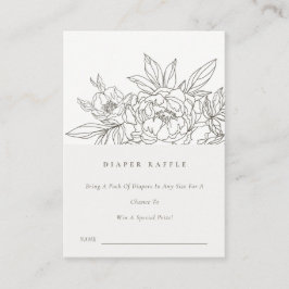 ブラウンフローラスケッチおむつラッフルベビーシャワー エンクロージャーカード
