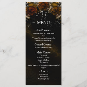 ブラウンフローラバラ秋秋の結婚式メニューカード メニュー