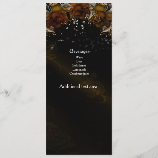 ブラウンフローラバラ秋秋の結婚式メニューカード メニュー (裏面)