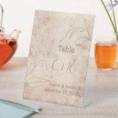 ブラウンフローラプリントバックグラウンドとブラウン文字エンドウ 台座サイン (インサイチュ)