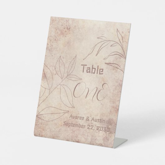 ブラウンフローラプリントバックグラウンドとブラウン文字エンドウ 台座サイン (正面)