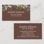 ブラウンフローラミニマリストアーティストファインアート画家 名刺 (正面/裏面)