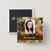 ブラウンフローラ写真テンプレート 缶バッジ (正面&裏面)