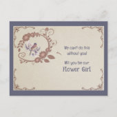 ブラウンフローラ&バードフラワーガール招待状 案内ポストカード (正面)