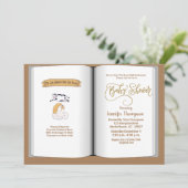 ブラウンブックテーマベビーシャワー招待状(ニュートラル) 招待状 (スタンド正面)