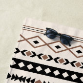 ブラウンブラックアステカクリーム混合モチーフ模様 ビーチタオル (インサイチュ)