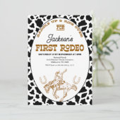 ブラウンブラックカウズプリントファーストRodeo 1st誕生日 招待状 (スタンド正面)
