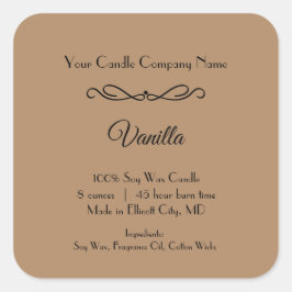 ブラウンブラックキャンドルレーベル華やかな渦巻きミニマリスト スクエアシール