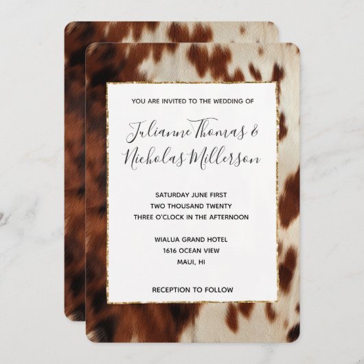 ブラウンブラッククリーム南西コウィド結婚ズ 招待状 (正面/裏面)