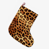 ブラウンブラックゴールデンヒョウ柄 ラージクリスマスストッキング (正面 (吊り時))