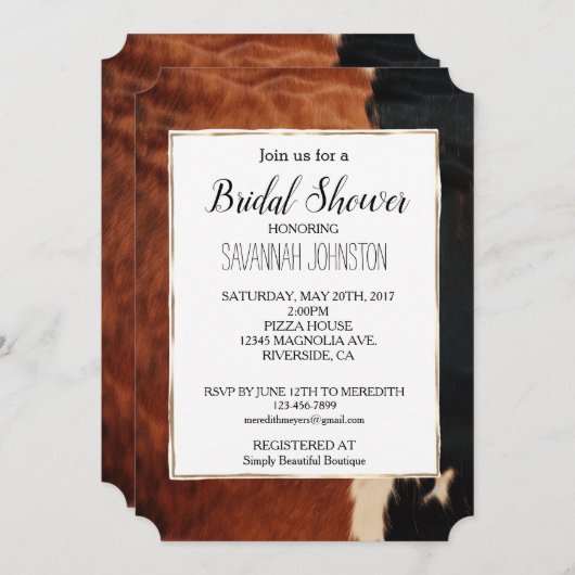 ブラウンブラックサウスウェスト女性のカーボーイコウィド 招待状 (正面/裏面)