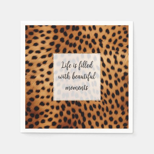 ブラウンブラックサファリチータヒョウ動物 スタンダードカクテルナプキン (正面)