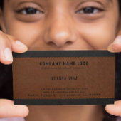 ブラウンブラックステッチ革のテクスチャカスタム文字 名刺