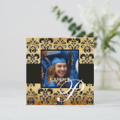 ブラウンブラックダマスカパーチメント卒業モノグラム 招待状 (スタンド正面)