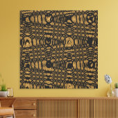 ブラウンブラックヒョウモダン抽象芸術波輪 キャンバスプリント (インサイチュ (リビング))