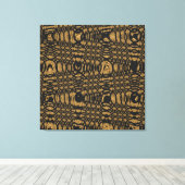 ブラウンブラックヒョウモダン抽象芸術波輪 キャンバスプリント (インサイチュ (ウッドフロア))