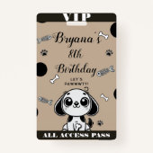 ブラウンブラックフィッシュボーンズ子犬誕生日VIPパス バッジ (裏面)