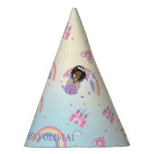 ブラウンブラックプリンセスアンドユニコーンレインボー誕生日 パーティーハット (右)