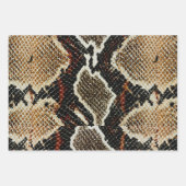 ブラウンブラックベージュアニマルプリントヘビプリント ラッピングペーパーシート (正面3)