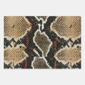 ブラウンブラックベージュアニマルプリントヘビプリント ラッピングペーパーシート (正面)