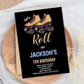 ブラウンブラックボーイスケートで滑る誕生日招待状 招待状