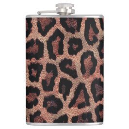 ブラウンブラックレオパードアニマルプリント フラスク