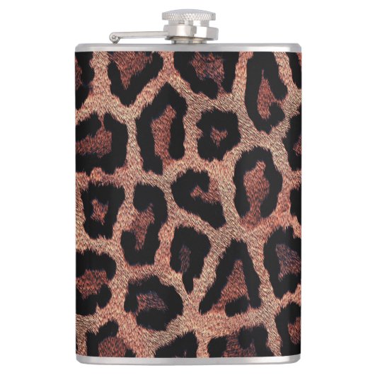ブラウンブラックレオパードアニマルプリント フラスク (正面)