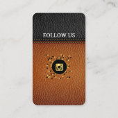 ブラウンブラックレザーデザイン – ソーシャルメディアQRコード 名刺 (裏面)