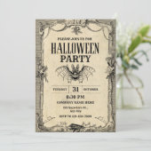 ブラウンブラックヴィンテージオフィスパーティーハロウィーン 招待状 (スタンド正面)