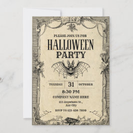 ブラウンブラックヴィンテージオフィスパーティーハロウィーン 招待状