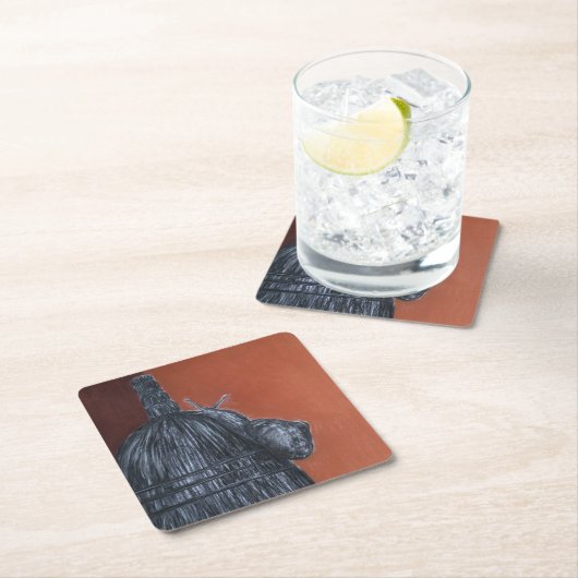 ブラウンブラック素朴アートカスタムスクエアコースター スクエアペーパーコースター (インサイチュ)