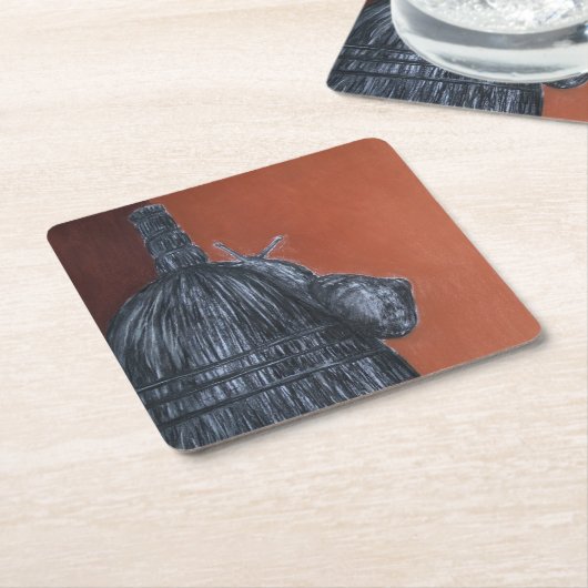 ブラウンブラック素朴アートカスタムスクエアコースター スクエアペーパーコースター (アングル)