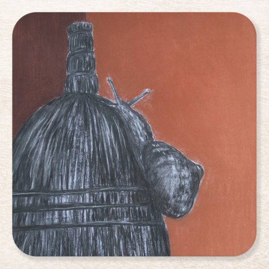 ブラウンブラック素朴アートカスタムスクエアコースター スクエアペーパーコースター (正面)