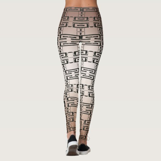 ブラウンブラック連動抽象芸術パターンレギンス レギンス (裏面)