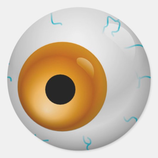 ブラウンブラッドショットゾンビアイボールハロウィーン ラウンドシール (正面)