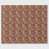 ブラウンブルゴーニュとイエローサークルマンダラ ラッピングペーパー (フラット)