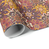 ブラウンブルゴーニュとイエローサークルマンダラ ラッピングペーパー (ロールコーナー)