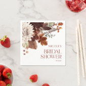 ブラウンブルゴーニュ秋インラブフローラブライダルシャワー スタンダードカクテルナプキン (インサイチュ)