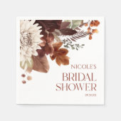 ブラウンブルゴーニュ秋インラブフローラブライダルシャワー スタンダードカクテルナプキン (正面)