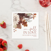 ブラウンブルゴーニュ秋インラブフローラブライダルシャワー スタンダードカクテルナプキン (インサイチュ)