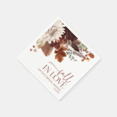 ブラウンブルゴーニュ秋インラブフローラブライダルシャワー スタンダードカクテルナプキン (角)