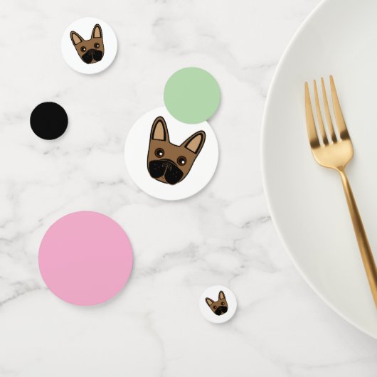 ブラウンブルフランスのドッグ顔テーブル紙吹雪 コンフェッティ (グループ)