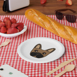 ブラウンブルフランスのドッグ顔 ペーパープレート