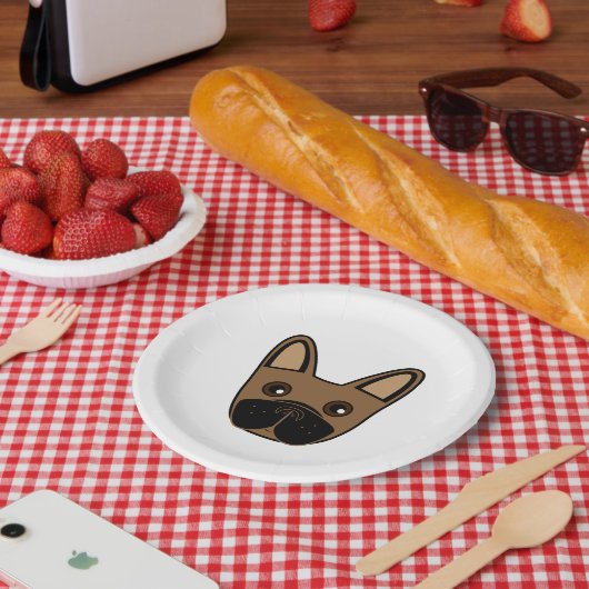 ブラウンブルフランスのドッグ顔 ペーパープレート (ピクニック)