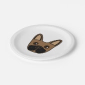 ブラウンブルフランスのドッグ顔 ペーパープレート (アングル)