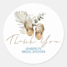 ブラウンブルーとセージ緑の赤ちゃんシャワーありがとう ラウンドシール