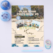 ブラウンブルーイラストレーション旅行代理店 チラシ (シングル)