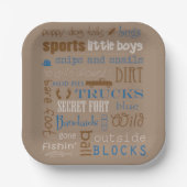 ブラウンブルースナイプとカタツムリ少年の赤ちゃんシャワー ペーパープレート (正面)