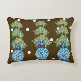 ブラウンブルーチノイスリーオレンジトピアリー アクセントクッション